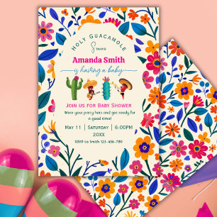 Elegante Volks kunst  Mexikanische Blumen Baby-Par Einladung