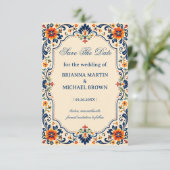 Elegante Volksbotanik Romantisch Mexikanisch Save The Date (Stehend Vorderseite)