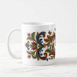 Elegante Volkskunst im Rosemaling-Stil Blumen-Tass Kaffeetasse