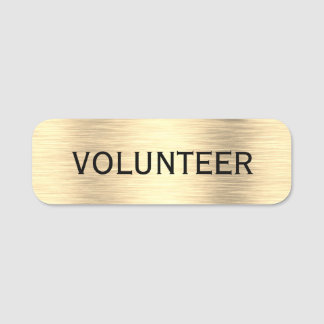 Elegante Volunteer Black and Gold-Tag Namensschild