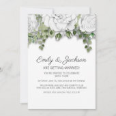 Elegante, von der Weißen Hand gezeichnete Blume Gr Einladung (Vorderseite)