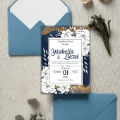 Elegante, von Hand Gezeichnet, blumenreiche Hochze Einladung