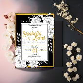 Elegante, von Hand Gezeichnet, blumenreiche Hochze Einladung