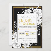 Elegante, von Hand Gezeichnet, blumenreiche Hochze Einladung (Vorderseite)