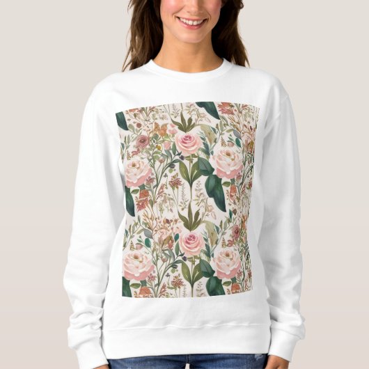 Elegante, von Natur Inspiriert Muster Wildblumen Sweatshirt (Vorderseite)