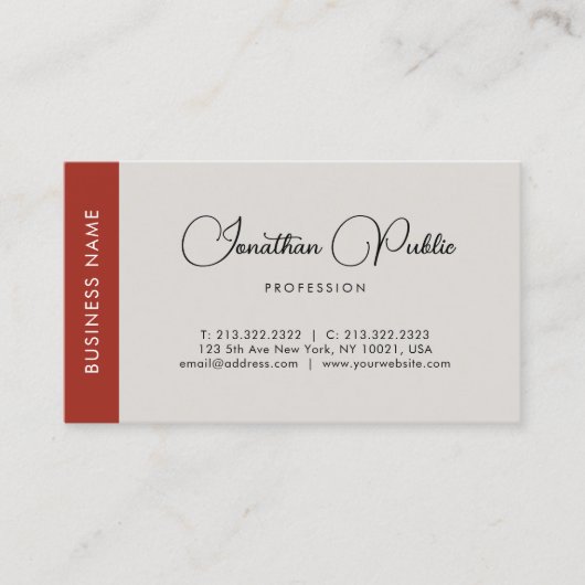 Elegante Vorlage für Berufliche Skriptnamen Modern Visitenkarte (Vorderseite)