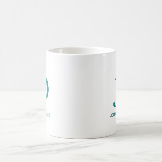 Elegante Vorlage für das erste Monogramm Aquamarin Kaffeetasse (Mittel)