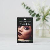 Elegante Vorlage für den QR-Foto in schwarz grünen Visitenkarte (Stehend Vorderseite)