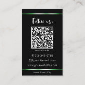 Elegante Vorlage für den QR-Foto in schwarz grünen Visitenkarte (Rückseite)