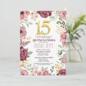 Elegante Vorlage für die Einladung in Quinceñera (Stehend Vorderseite)