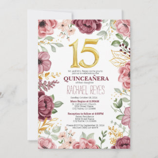 Elegante Vorlage für die Einladung in Quinceñera