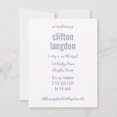 Elegante Vorlage für die Einladung von Babyduschen (Rückseite)