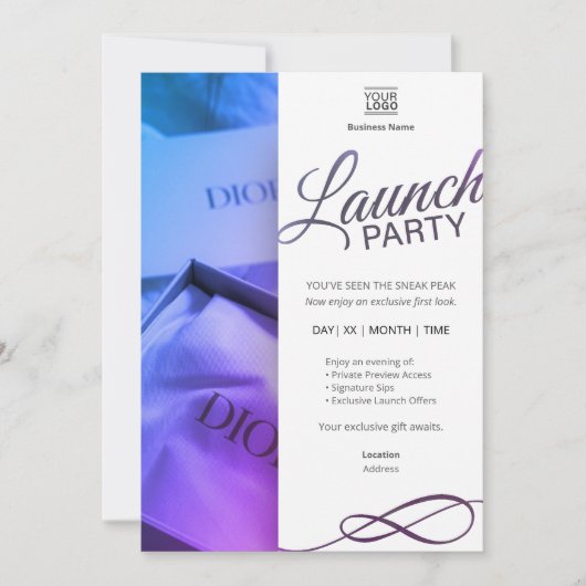 Elegante Vorlage für eine Launch-Party-Einladung (Vorderseite)