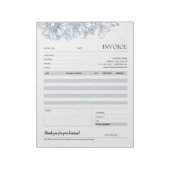 Elegante Vorlage für Graue Blumenzettel Notizblock (Rotiert)