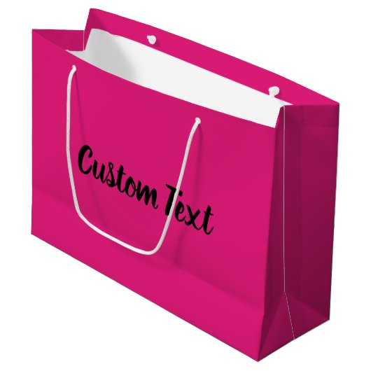 Elegante Vorlage für Hot Pink und Schwarz-Script Große Geschenktüte (Vorderseite Schrägansicht)