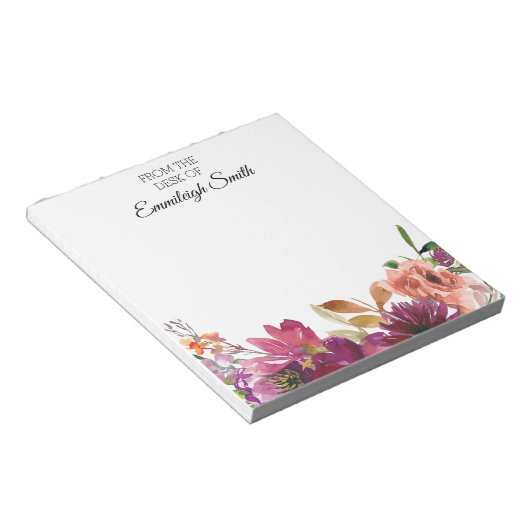 Elegante Vorlage für Korallenfloralfarben Notizblock (angewinkelt)