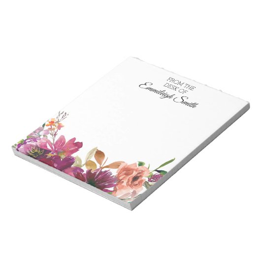 Elegante Vorlage für Korallenfloralfarben Notizblock (Rotiert)