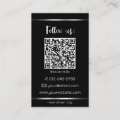 Elegante Vorlage für QR-Foto-schwarze Silber-Linie Visitenkarte (Rückseite)