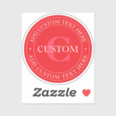 Elegante Vorlage für zirkulären Text editable Red  Aufkleber (Blatt)