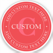 Elegante Vorlage für zirkulären Text editable Red Aufkleber (Vorderseite)