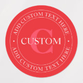 Elegante Vorlage für zirkulären Text editable Red Etiketten (Design 2)