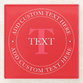 Elegante Vorlage für zirkulären Text editable Red  Glasuntersetzer