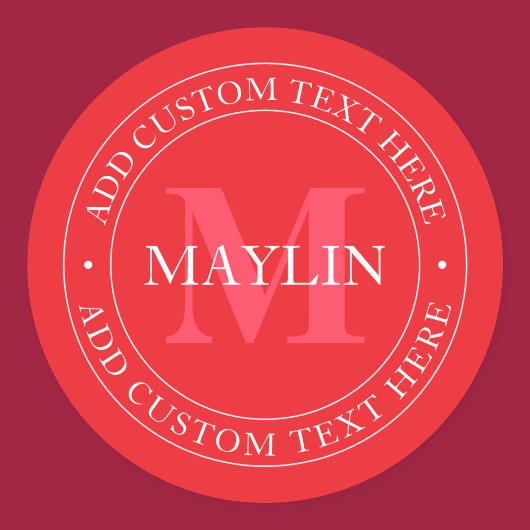 Elegante Vorlage für zirkulären Text editable Red Runder Aufkleber