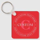 Elegante Vorlage für zirkulären Text editable Red Schlüsselanhänger (Vorderseite)