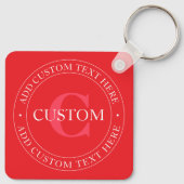 Elegante Vorlage für zirkulären Text editable Red Schlüsselanhänger (Rückseite)