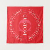 Elegante Vorlage für zirkulären Text editable Red Wandteppich (Vorderseite (Horizontal))