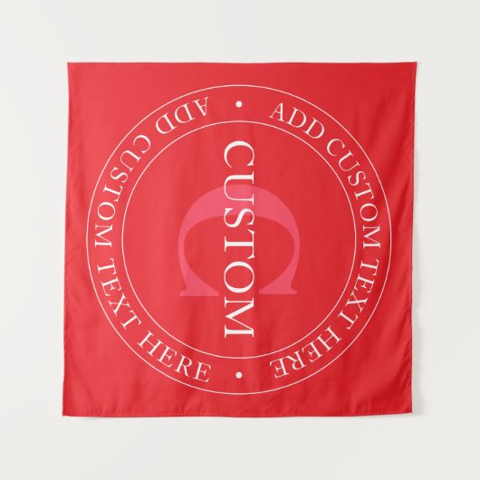 Elegante Vorlage für zirkulären Text editable Red Wandteppich (Vorderseite (Horizontal))