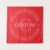 Elegante Vorlage für zirkulären Text editable Red Wandteppich (Vorderseite)