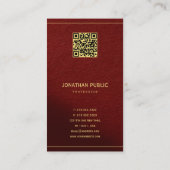 Elegante Vorlage Gold Text Mit QR Code Luxuriös Visitenkarte (Rückseite)