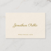 Elegante Vorlage Moderne Gold Text Signature Cream Visitenkarte (Vorderseite)