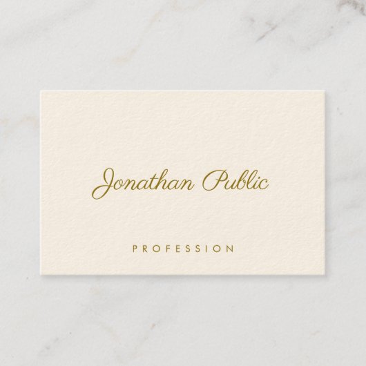 Elegante Vorlage Moderne Gold Text Signature Cream Visitenkarte (Vorderseite)