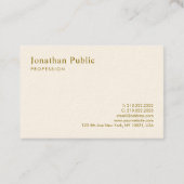 Elegante Vorlage Moderne Gold Text Signature Cream Visitenkarte (Rückseite)