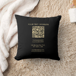 Elegante Vorlage Moderner QR Code Schwarz und Gold Kissen