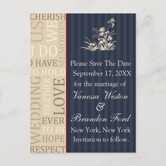 Elegante Vorlage Save the Date Hochzeit (Vorderseite)