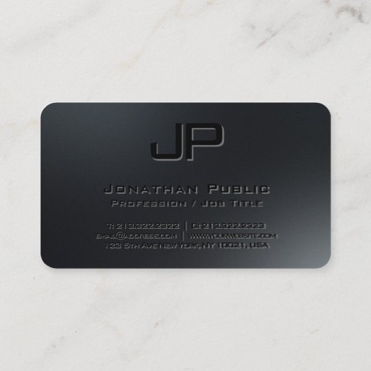 Elegante Vorlage Schwarzes Monogramm Premium Silk Visitenkarte (Rückseite)