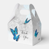 Elegante Vorlage Silver and Blue Butterfly Geschenkschachtel (Rückseite)