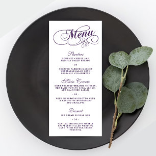 Elegante Vorlagen mit Lila und weißen Hochzeitsmen Werbekarte