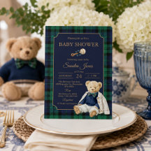 Elegante vornehme Polo-Teddybär-Baby-Shower-Einlad