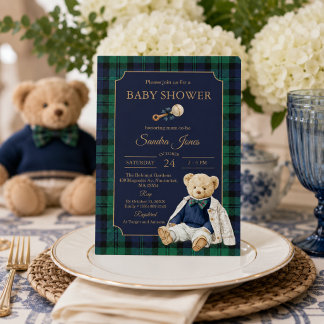 Elegante vornehme Polo-Teddybär-Baby-Shower-Einlad Einladung