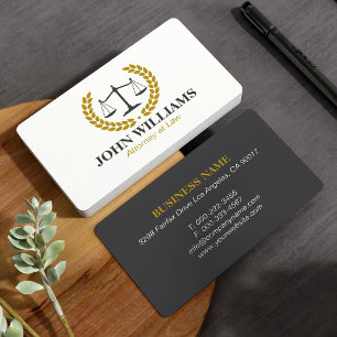 Elegante Waage der Justiz Lorbeerkranz Anwalt Visitenkarte