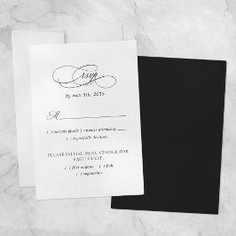 Elegante Wahl für Hochzeiten Moderne Schwarz & Wei RSVP Karte