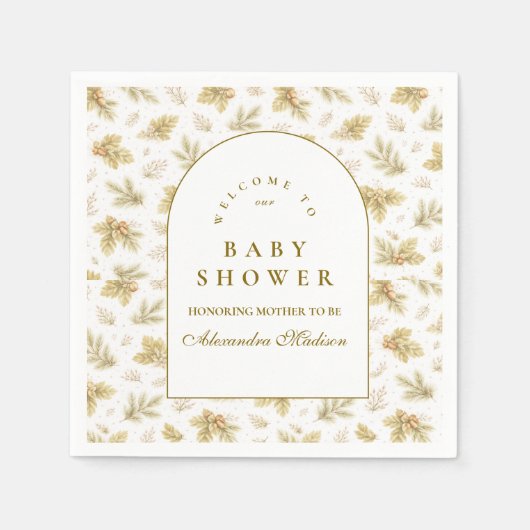 Elegante Wald-Blätter-Baby-Party Serviette (Vorderseite)