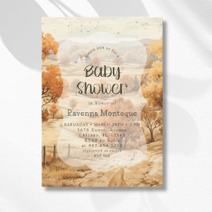 Elegante Wald-Wasserfarben-Baby-Party im Herbst Einladung