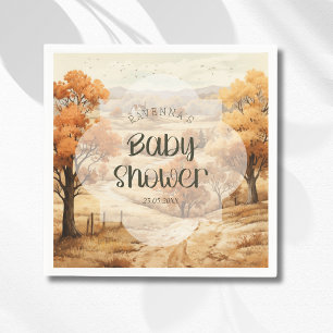 Elegante Wald-Wasserfarben-Baby-Party im Herbst Serviette