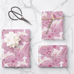 Elegante Wälder: Hirsch und Fawn Fantasy Geschenkpapier Set