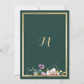 Elegante waldgrüne goldfarbene, rosa Tischnummer (Rückseite)